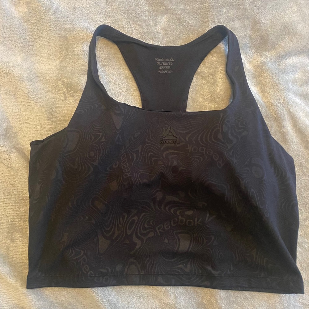 Reebok Womens XL Racerback Tank Top Black Athletic Activewear Workout‎ Fitted